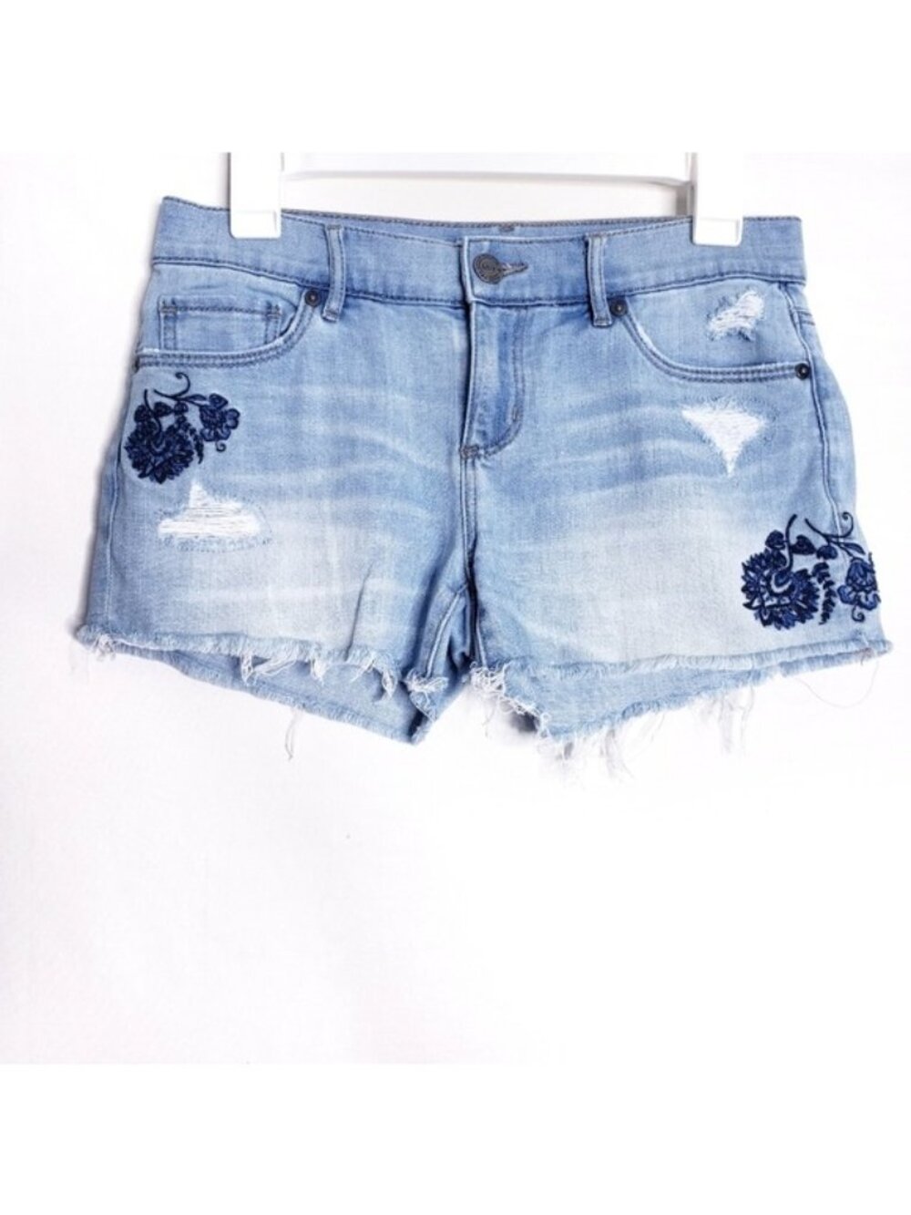Loft Embroidered Cutoff Light Wash Denim Jean Shorts Women's Size 0/25